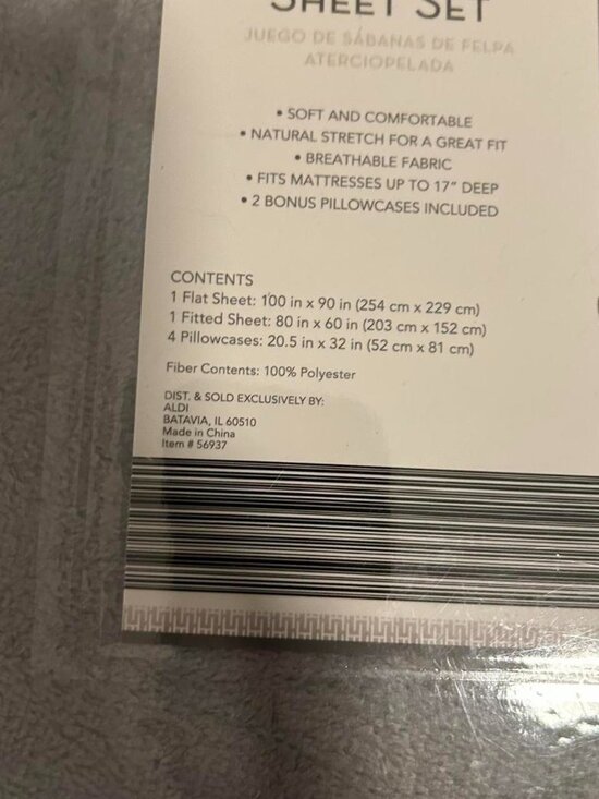 New Huntington Home Grey Velvet Plush Queen Sheet Set - Picture 2 of 4